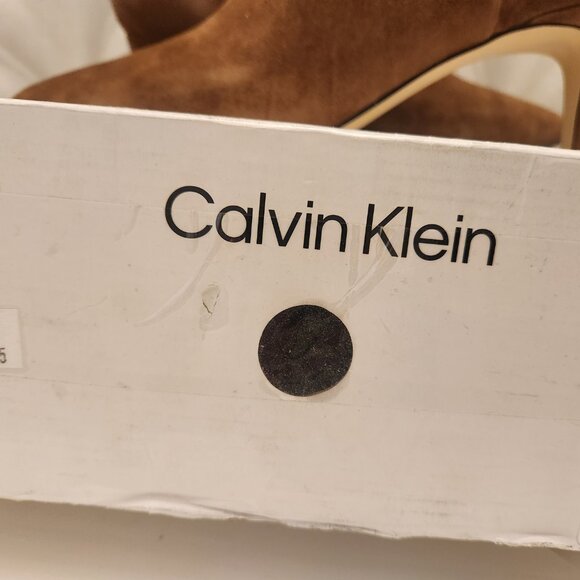 Calvin Klein Brown Suede Leather "Gentell" Booties. NIB. Size 10 - Picture 6 of 12